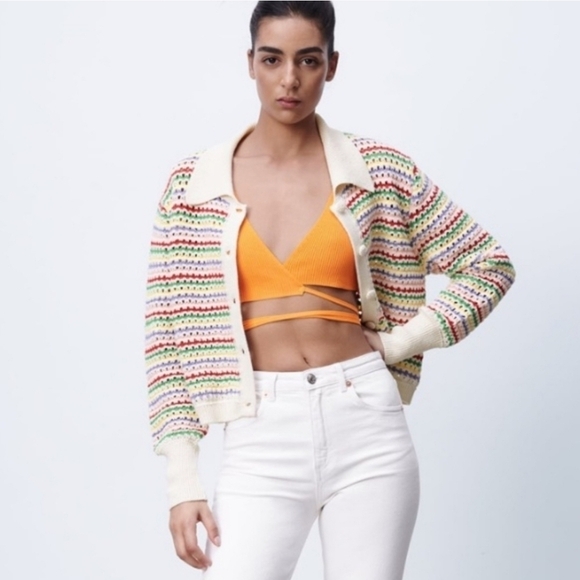 Zara Sweaters - Zara Multicolor Knit Cardigan Size M